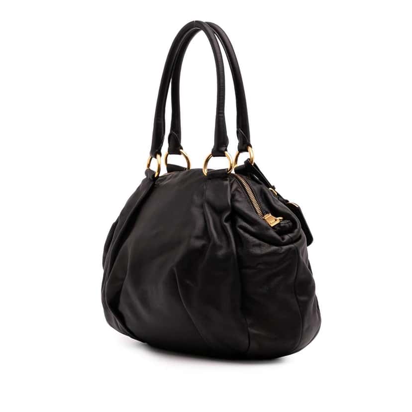 Prada Soft Calf Satchel Black Leather Good condition - Back View