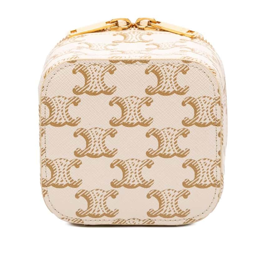 Celine Mini Triomphe Coated Canvas Vanity Case White Canvas Good condition - Inside View
