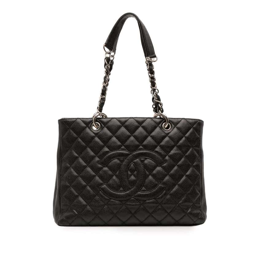 Chanel Caviar Grand Shopping Tote Black Leather Good condition - Front View