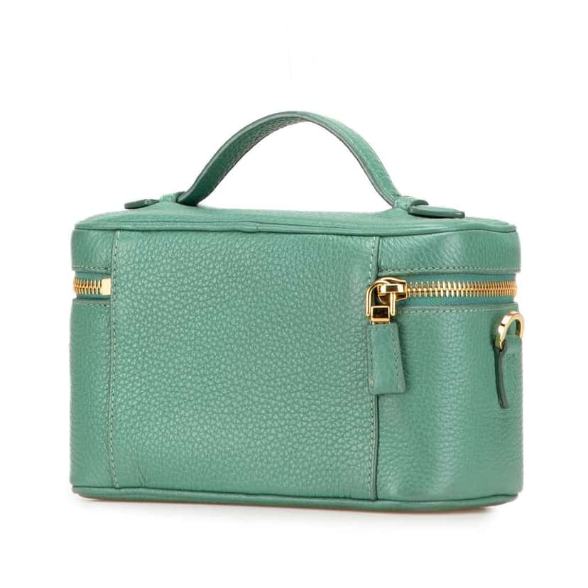 Prada Mini Vitello Daino Vanity Top Handle Bag Green Leather Good condition - Back View