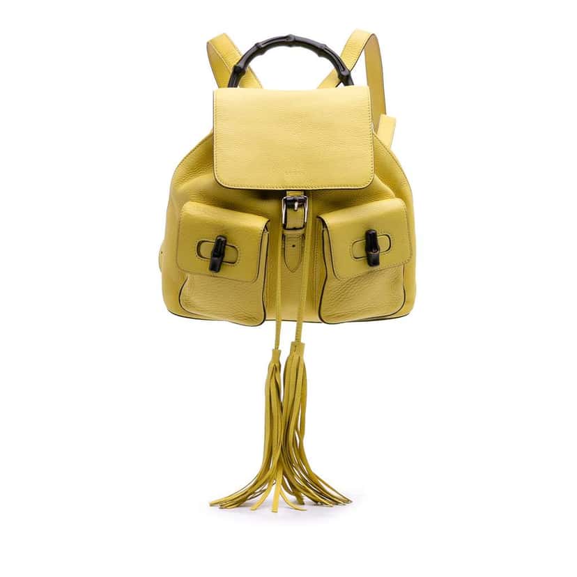 Gucci Leather Bamboo Tassel Backpack Yellow Leather Good condition - Front View