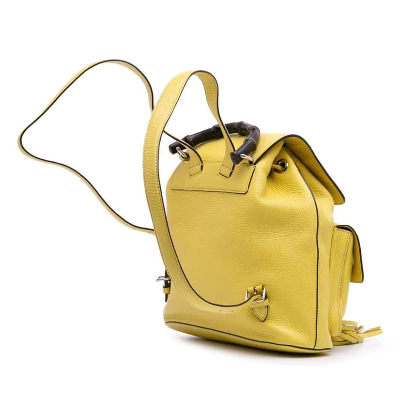 Gucci Leather Bamboo Tassel Backpack Yellow Leather Good condition - Back View