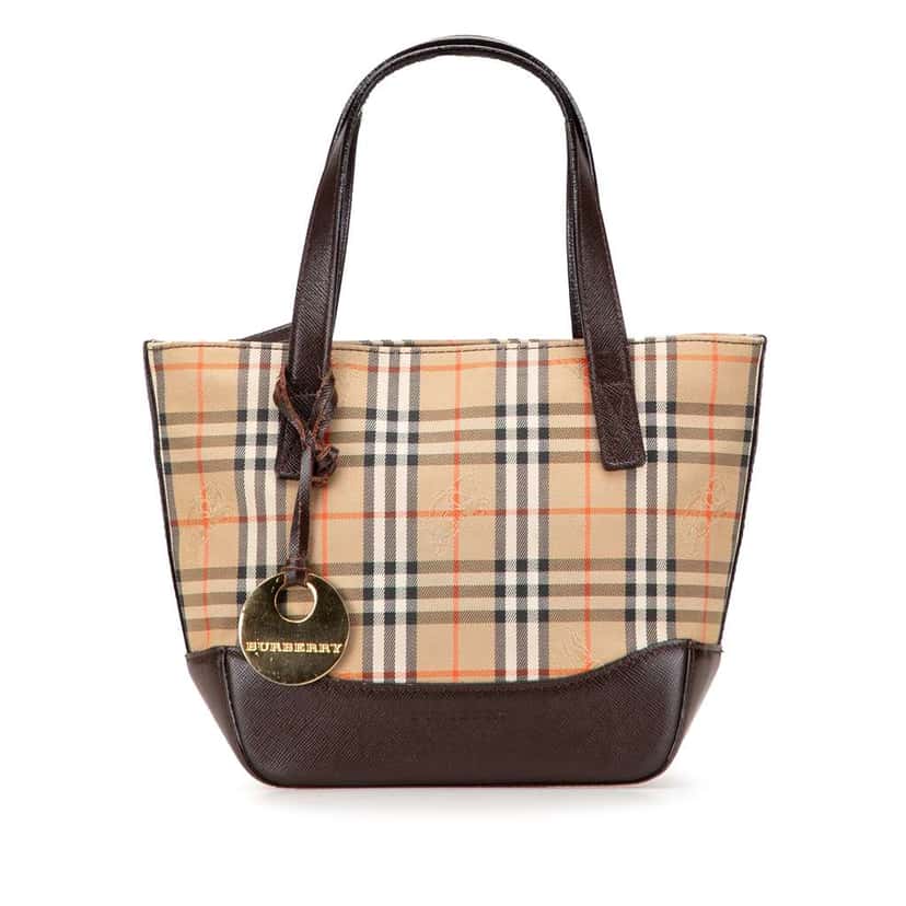 Burberry Haymarket Check Canvas Handbag Brown Canvas Good condition - Front View