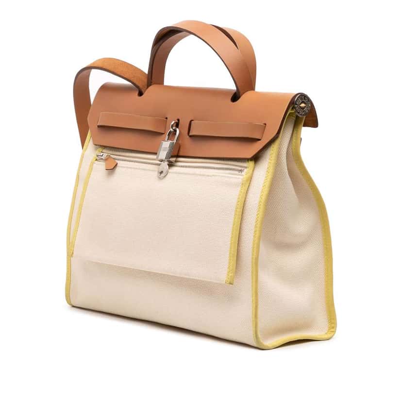 Hermès Toile Herbag Zip 31 Brown Canvas Good condition - Back View