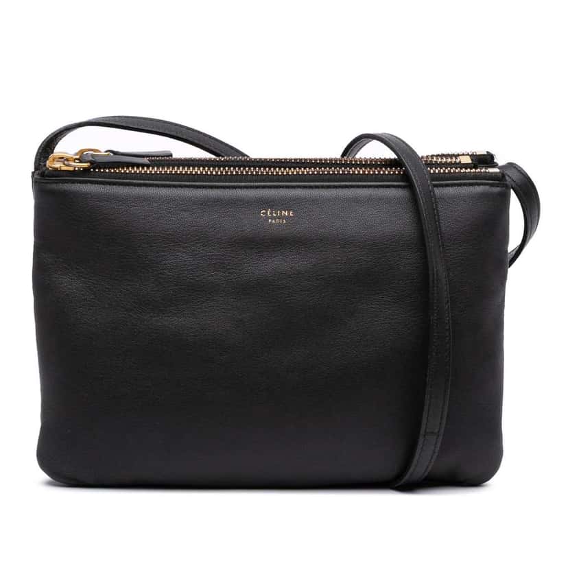 Celine Small Lambskin Trio Crossbody Black Leather Good condition - Front View