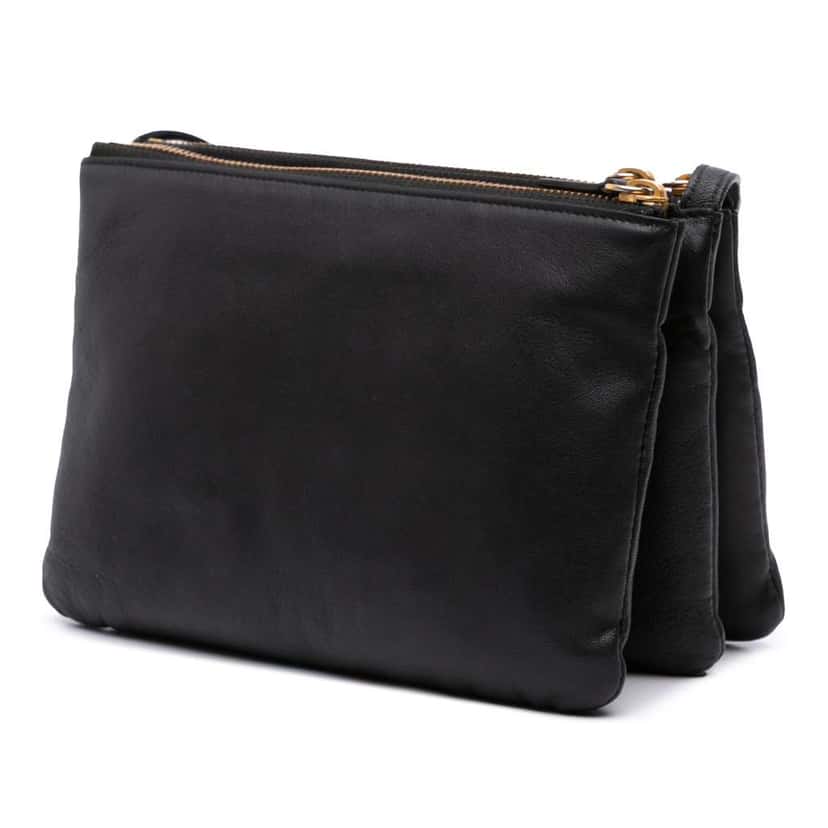 Celine Small Lambskin Trio Crossbody Black Leather Good condition - Back View