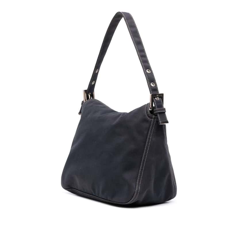Fendi Canvas FF Marble Double Flap Shoulder Bag Blue Canvas Good condition - Back View