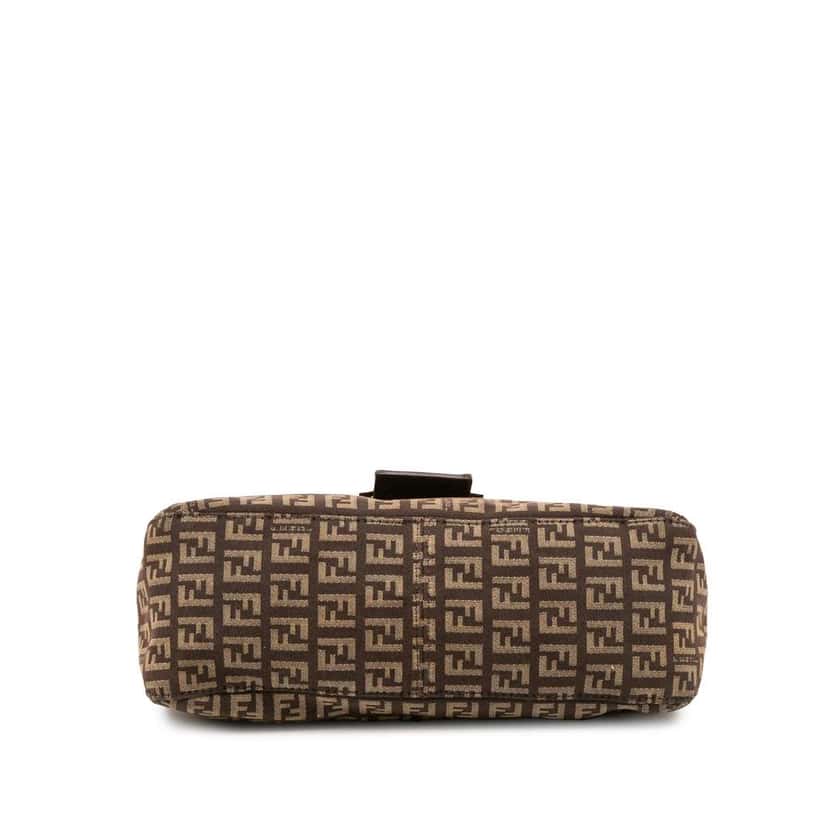 Fendi Zucchino Canvas Double Flap Shoulder Bag Brown Canvas Good condition - Inside View
