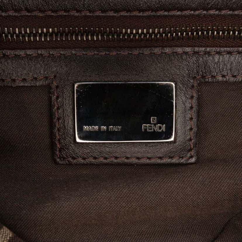 Fendi Zucchino Canvas Double Flap Shoulder Bag Brown Canvas Good condition - Box View