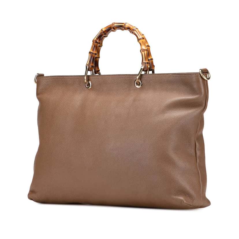 Gucci Large Calfskin Bamboo Shopper Satchel Brown Leather Good condition - Back View