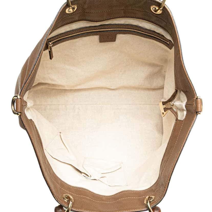 Gucci Large Calfskin Bamboo Shopper Satchel Brown Leather Good condition - Model View
