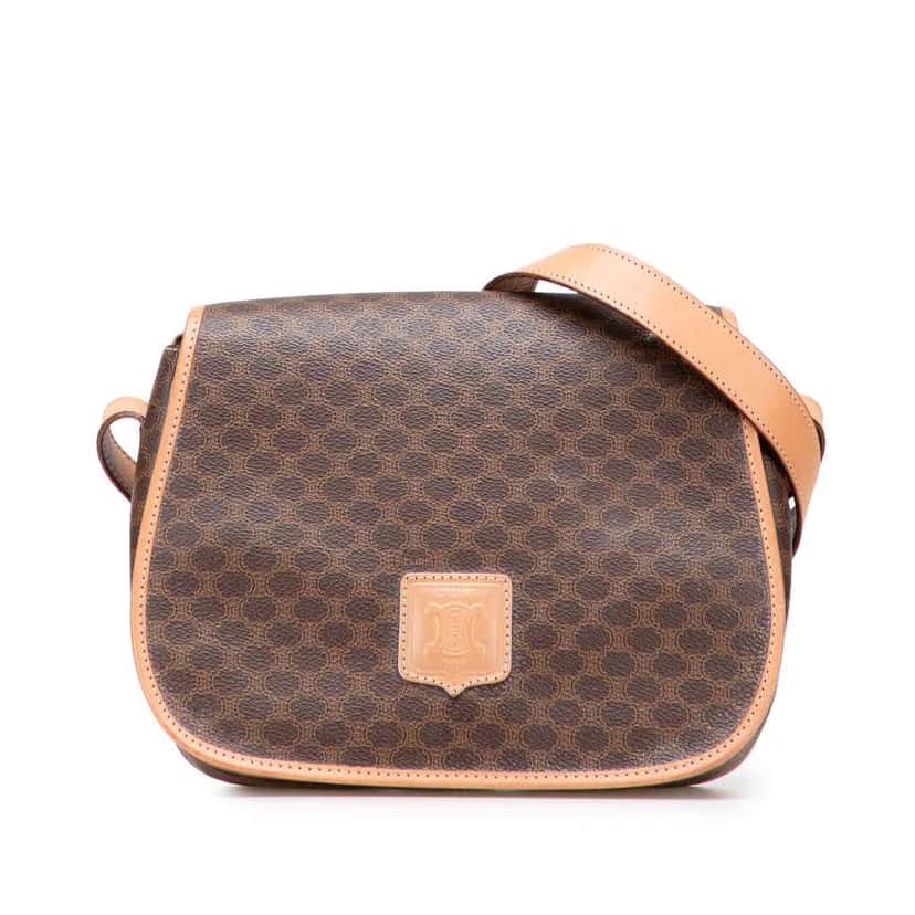 Celine Macadam Coated Canvas Crossbody Brown Canvas Good condition - Front View