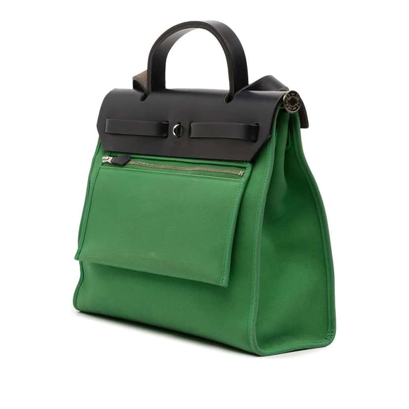 Hermès Toile Herbag Zip 31 Green Canvas Good condition - Back View