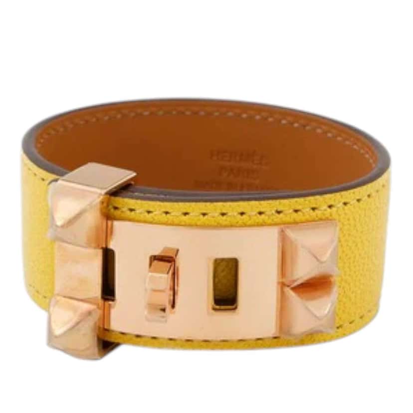 Hermès Collier de Chien 24 Bracelet Yellow Leather Good condition - Front View