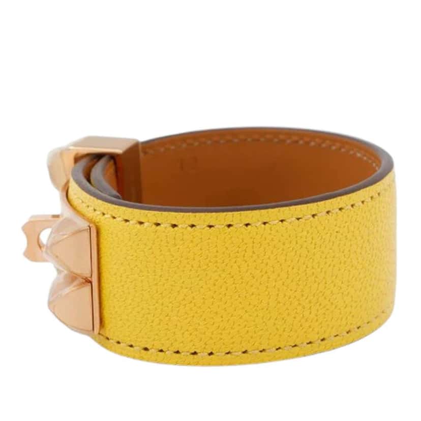 Hermès Collier de Chien 24 Bracelet Yellow Leather Good condition - Back View