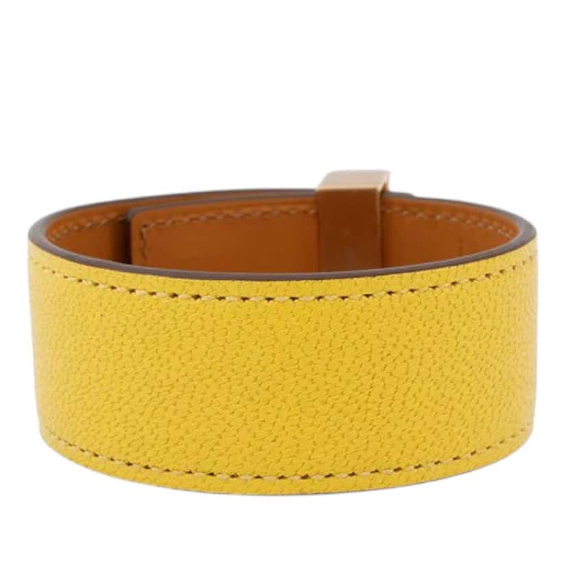 Hermès Collier de Chien 24 Bracelet Yellow Leather Good condition - Inside View