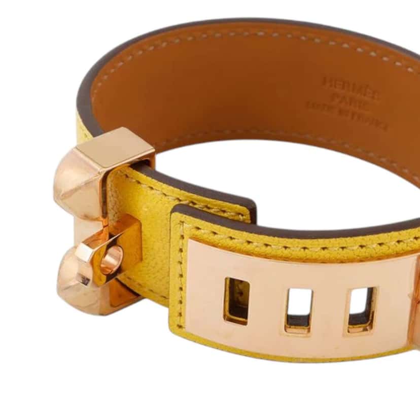 Hermès Collier de Chien 24 Bracelet Yellow Leather Good condition - Model View