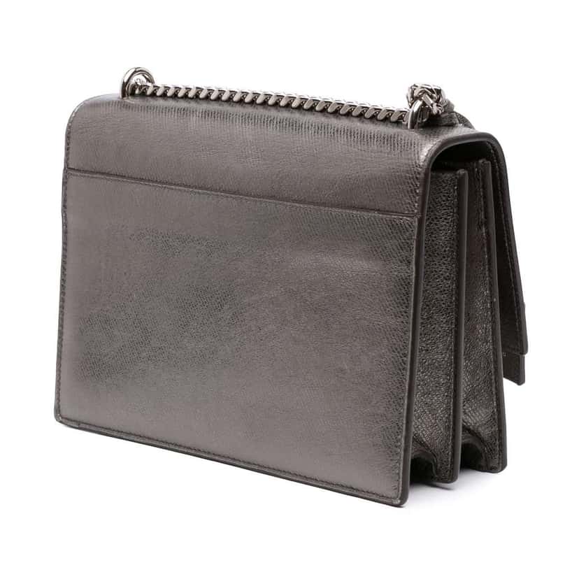 Saint Laurent Medium Metallic Leather Monogram Sunset Crossbody Silver Leather Good condition - Back View
