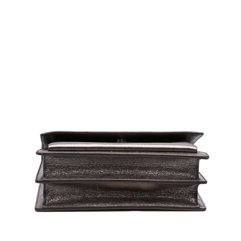 Saint Laurent Medium Metallic Leather Monogram Sunset Crossbody Silver Leather Good condition - Inside View