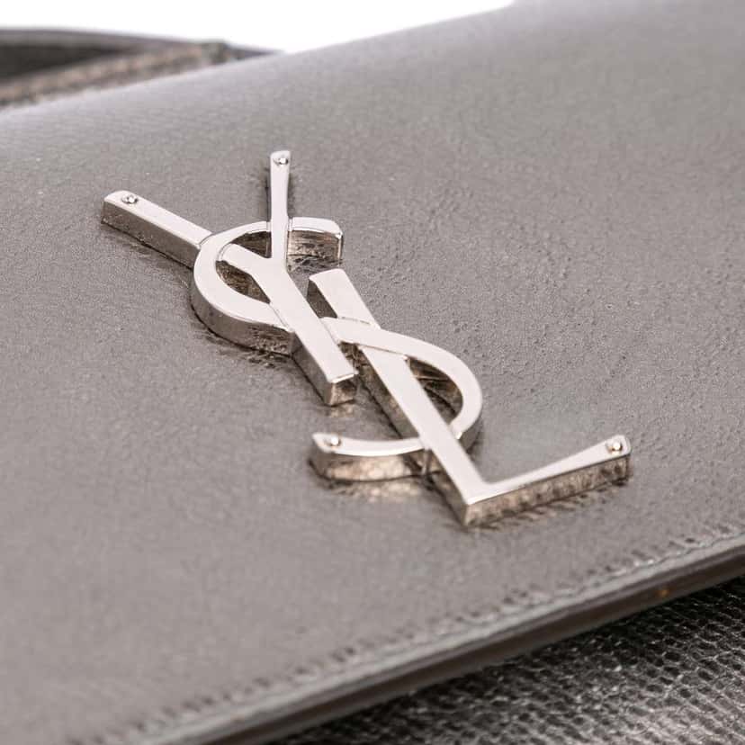 Saint Laurent Medium Metallic Leather Monogram Sunset Crossbody Silver Leather Good condition - Box View