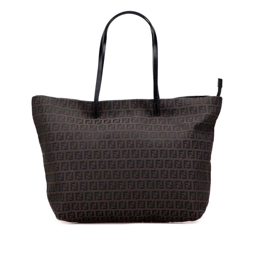 Fendi Small Zucchino Canvas Tote Brown Canvas Good condition - Front View