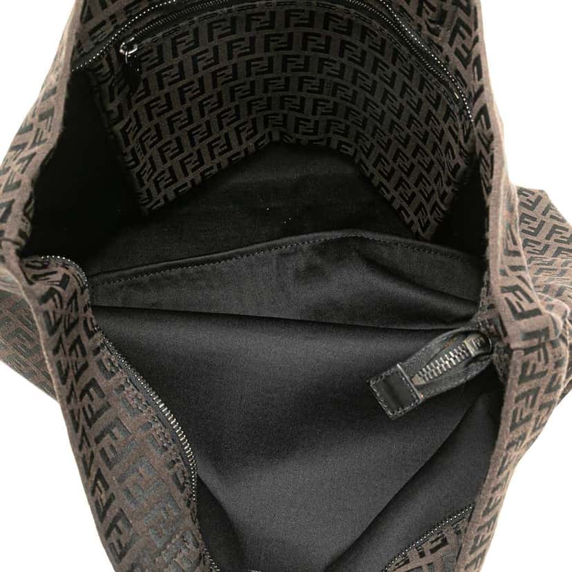 Fendi Small Zucchino Canvas Tote Brown Canvas Good condition - Model View