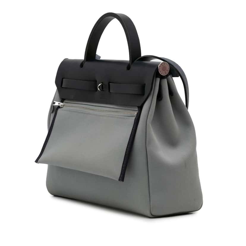 Hermès Toile Herbag Zip 31 Grey Canvas Good condition - Back View