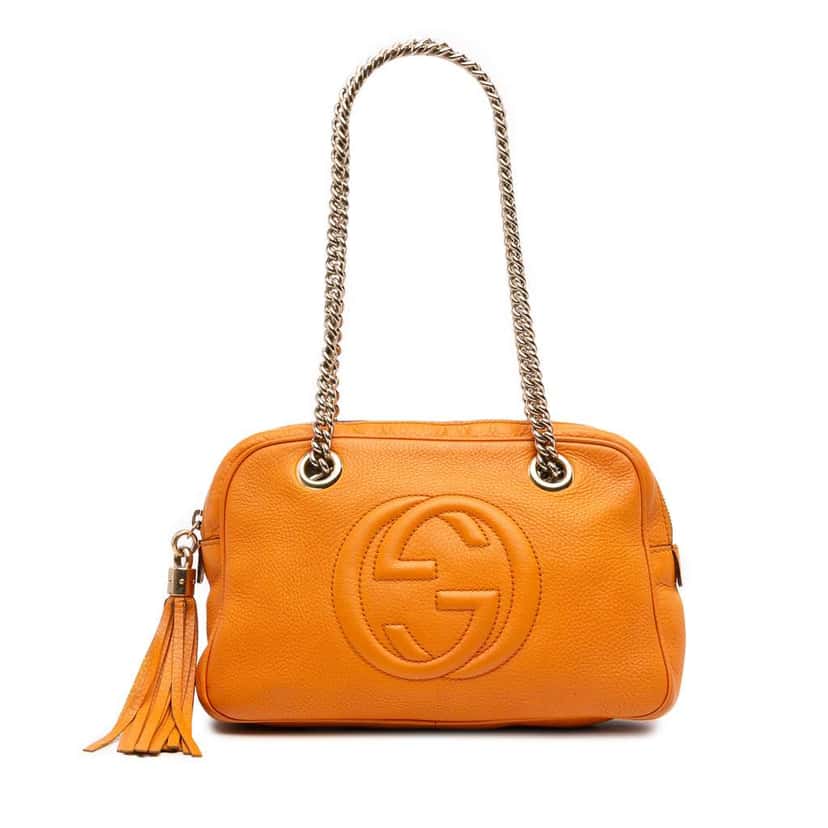 Gucci Leather Soho Chain Zip Shoulder Bag Orange Leather Good condition - Front View