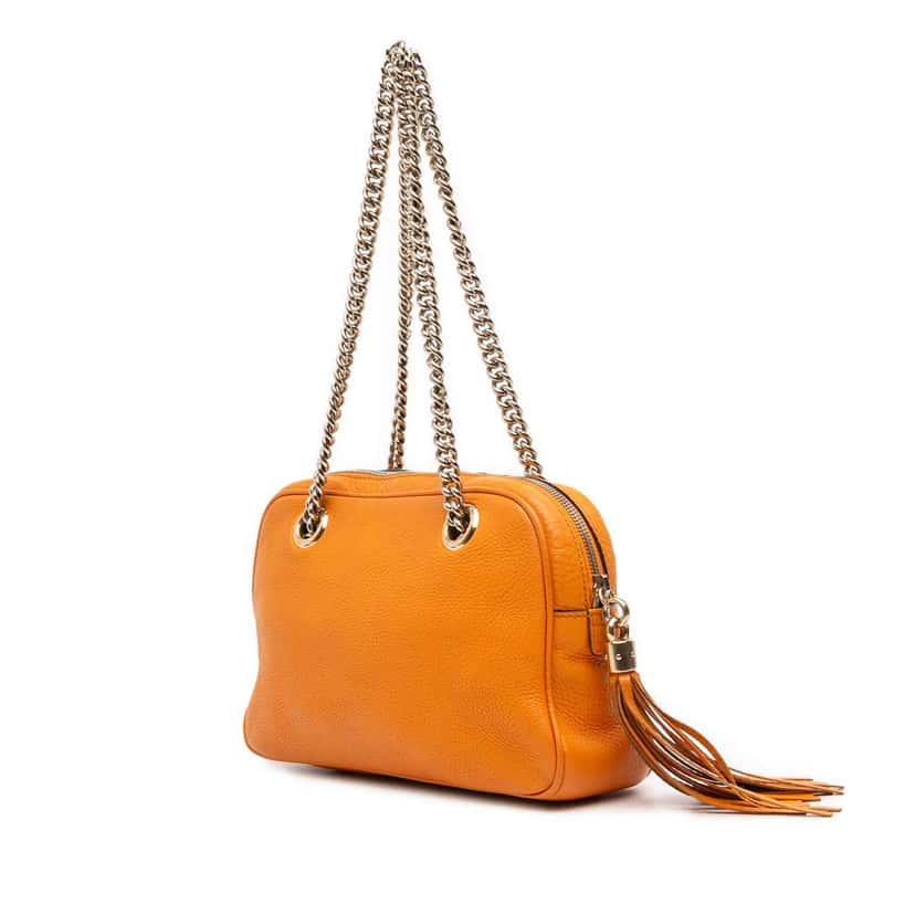 Gucci Leather Soho Chain Zip Shoulder Bag Orange Leather Good condition - Back View