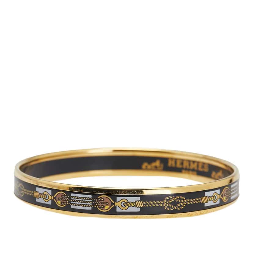 Hermès Narrow Enamel Rope Design Bangle 65 Blue Good condition - Back View