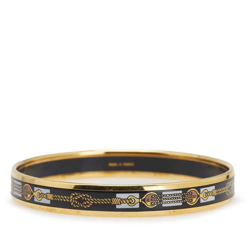 Hermès Narrow Enamel Rope Design Bangle 65 Blue Good condition - Inside View