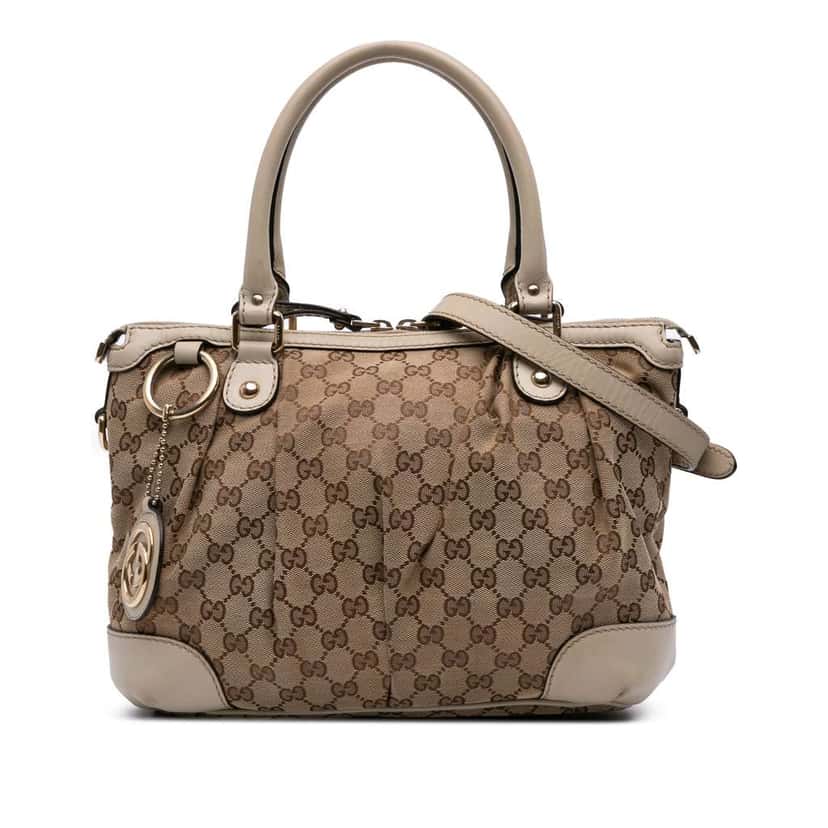 Gucci GG Canvas Sukey Satchel Brown Canvas Good condition - Front View