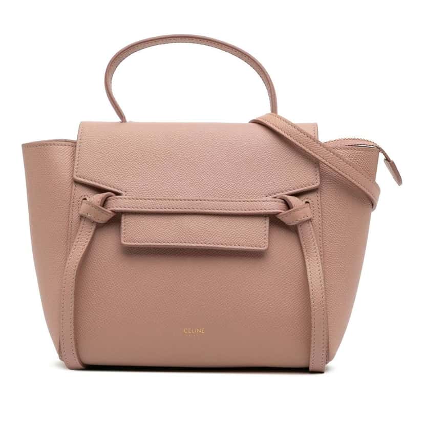 Celine Nano Grained Calfskin Belt Bag Pink Leather Good condition - Front View