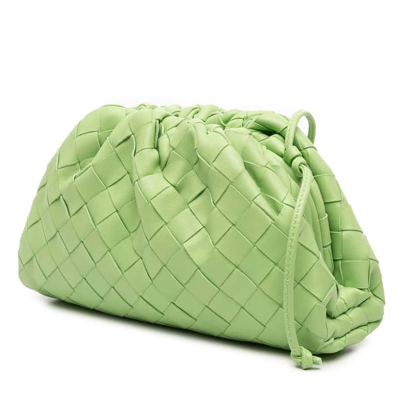 Bottega Veneta Nappa Intrecciato The Mini Pouch Crossbody Green Leather Good condition - Back View