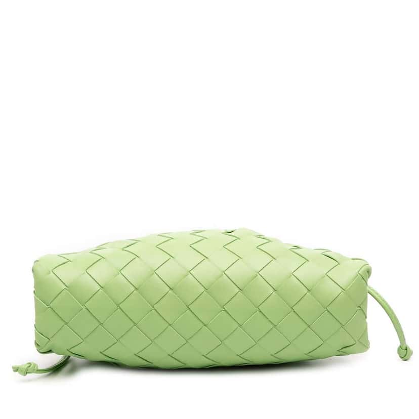 Bottega Veneta Nappa Intrecciato The Mini Pouch Crossbody Green Leather Good condition - Inside View