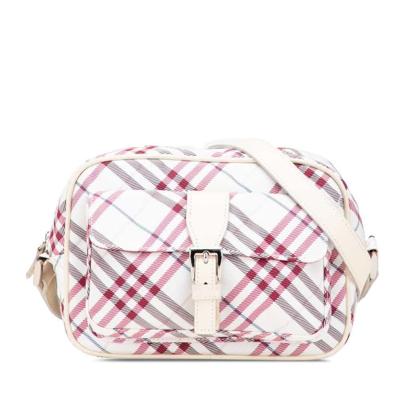 Burberry Nova Check Canvas Crossbody White Canvas Good condition - Front View