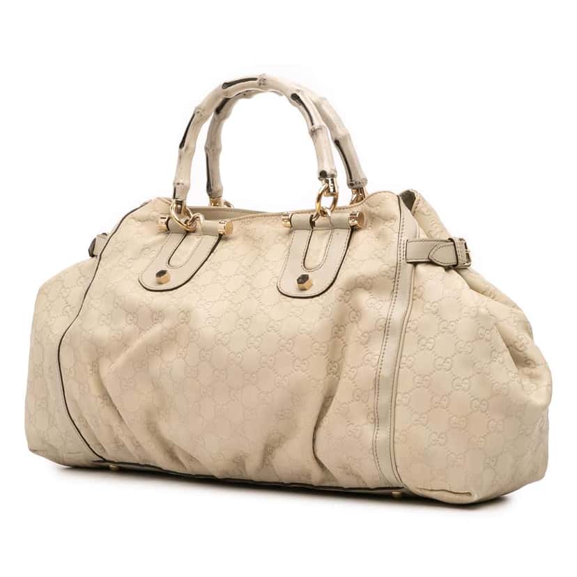 Gucci Guccissima Bamboo Dialux Tote Brown Leather Very good condition - Back View