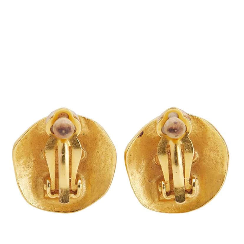 Chanel Gold Plated CC Round Clip-on Earrings Gold Metal Good condition - Back View