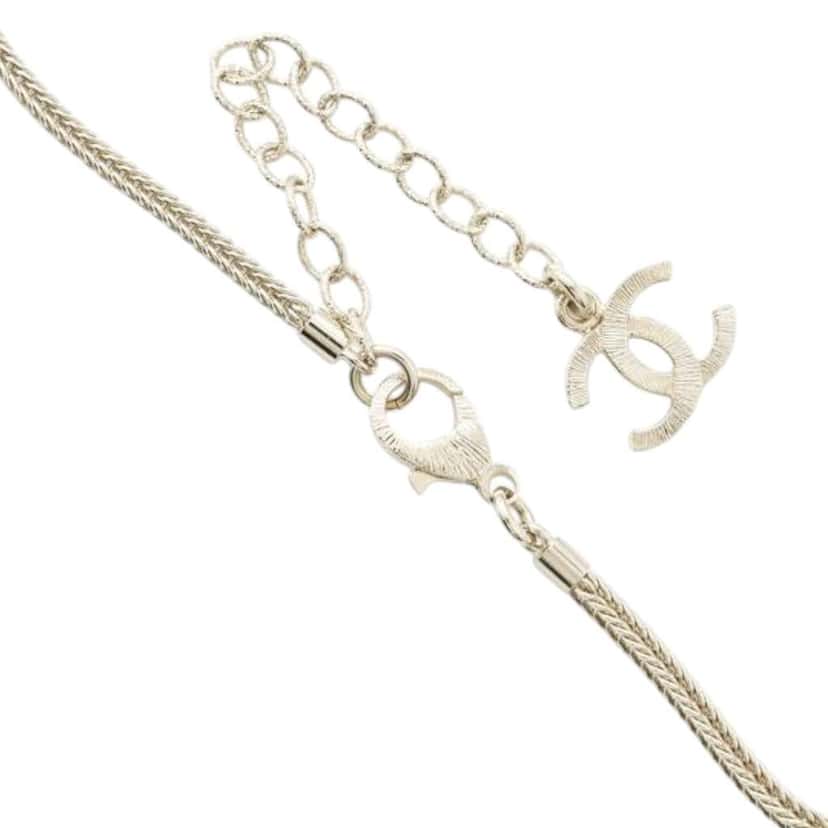 Chanel Gold Plated CC Rhinestone Pendant Necklace Gold Metal Good condition - Model View