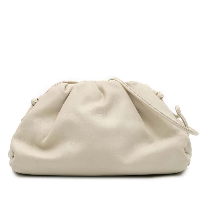 Bottega Veneta Lambskin The Mini Pouch Crossbody White Leather Good condition - Front View