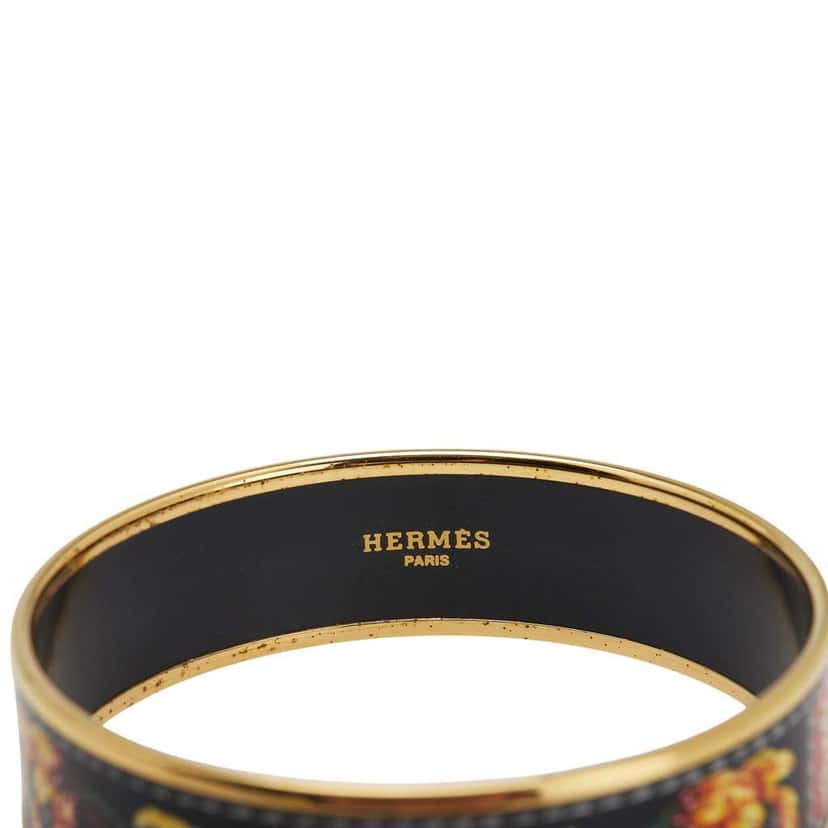 Hermès Wide Enamel Brazil Feather Bangle 70 Black Good condition - Model View