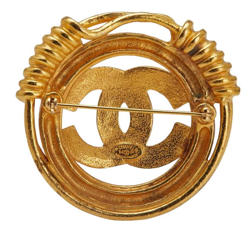 Chanel Gold Plated CC Brooch Gold Metal Good condition - Back View