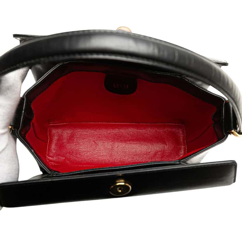 Gucci Leather Bamboo Satchel Black Leather Good condition - Model View