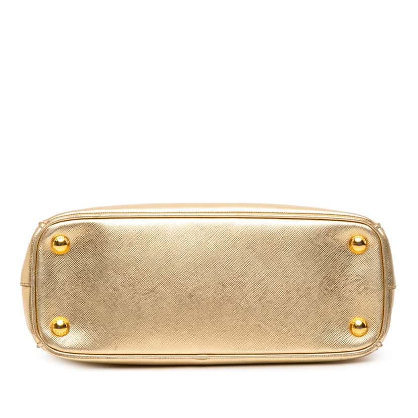 Prada Small Metallic Saffiano Lux Galleria Double Zip Satchel Gold Leather Good condition - Inside View