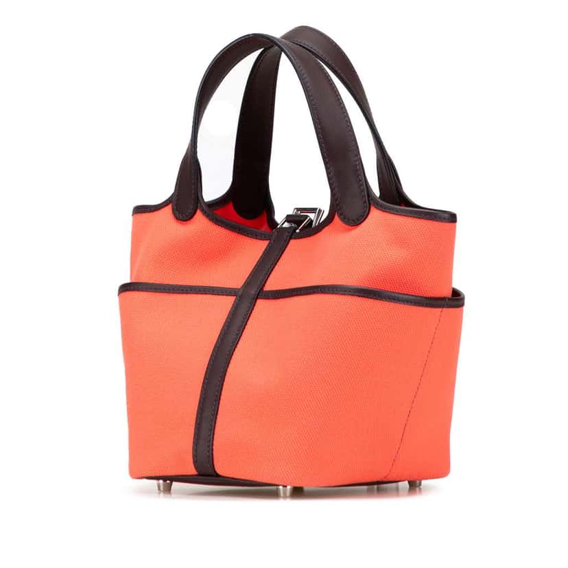 Hermès Toile Goeland and Swift Cargo Picotin Lock 18 Pink Canvas Good condition - Back View