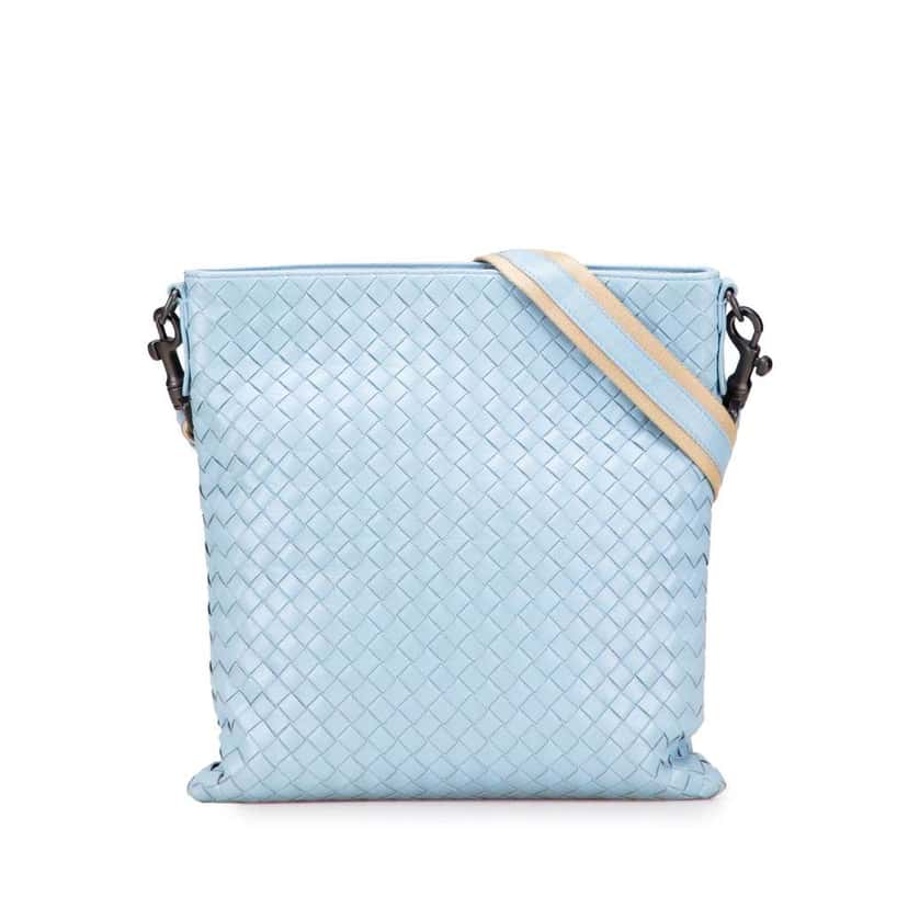 Bottega Veneta Nappa Intrecciato Crossbody Blue Leather Good condition - Front View