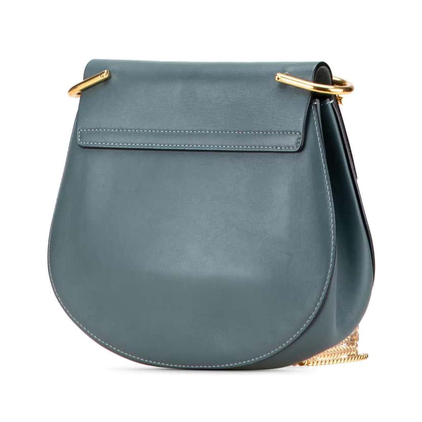 Chloé Small Suede and Calfskin Drew Crossbody Blue Leather Good condition - Back View