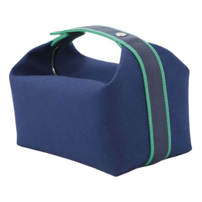 Hermès Large Canvas Bride A Brac Case Blue Canvas Good condition - Back View