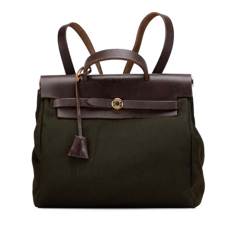 Hermès Toile Herbag Backpack PM Brown Canvas Good condition - Front View