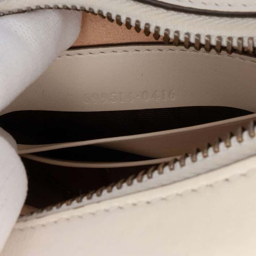 Gucci Mini GG Marmont Half Moon Bag White Leather Good condition - Box View